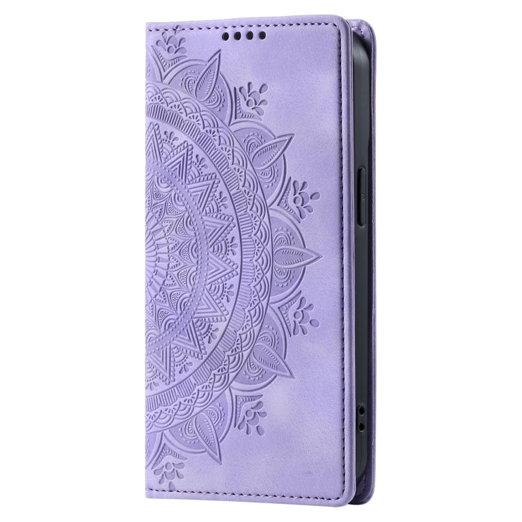For iPhone 15 Pro Max Totem Embossed Magnetic Leather Phone Case(Purple) - HoMEdemic™ 