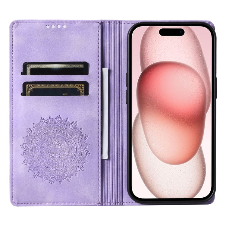 For iPhone 15 Pro Max Totem Embossed Magnetic Leather Phone Case(Purple) - HoMEdemic™ 