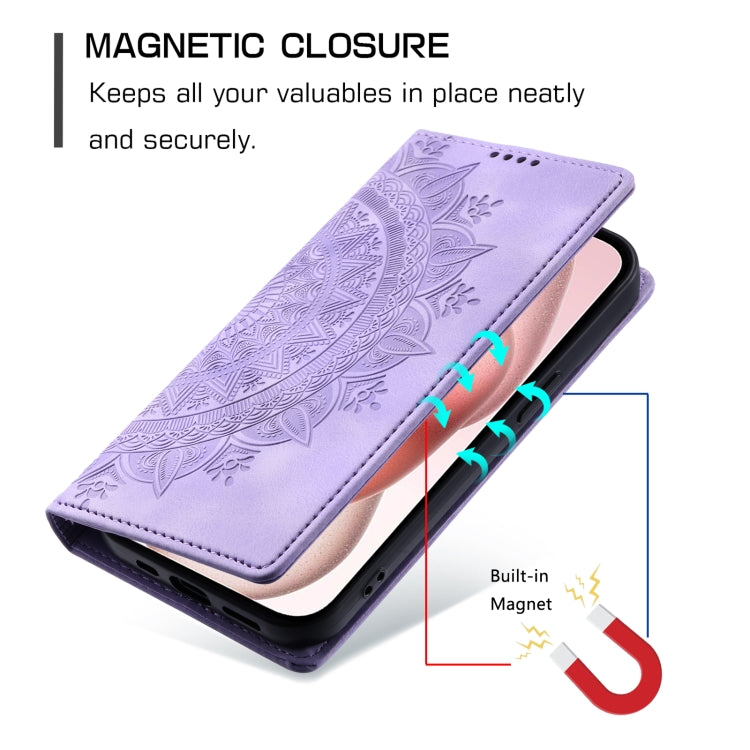 For iPhone 15 Pro Max Totem Embossed Magnetic Leather Phone Case(Purple) - HoMEdemic™ 