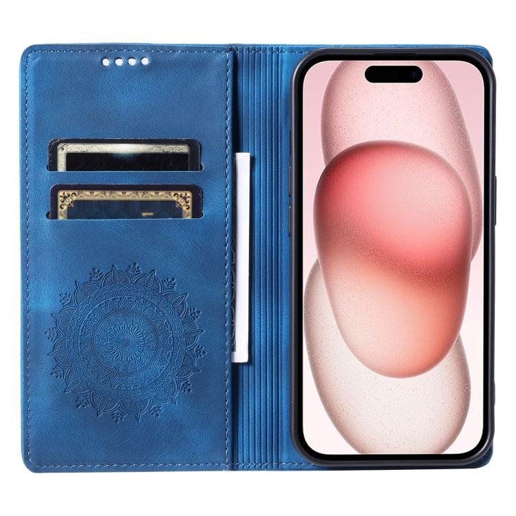 For iPhone 15 Pro Totem Embossed Magnetic Leather Phone Case(Blue) - HoMEdemic™ 