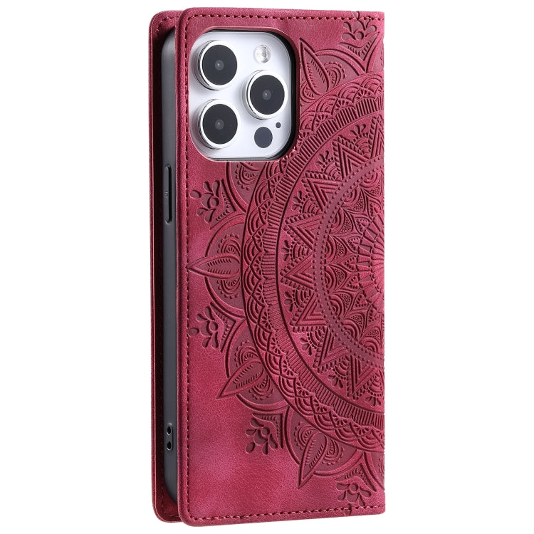 For iPhone 15 Pro Totem Embossed Magnetic Leather Phone Case(Red) - HoMEdemic™ 