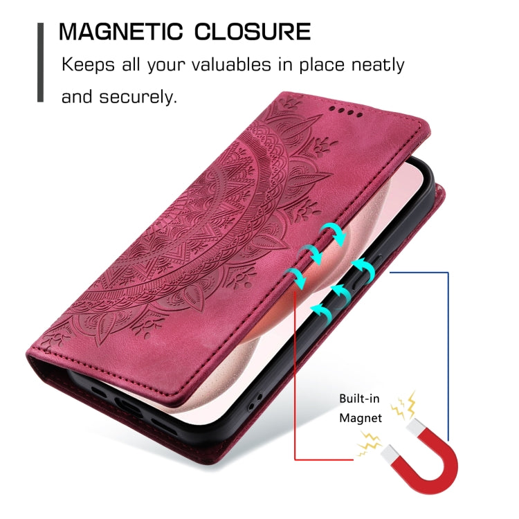For iPhone 15 Pro Totem Embossed Magnetic Leather Phone Case(Red) - HoMEdemic™ 