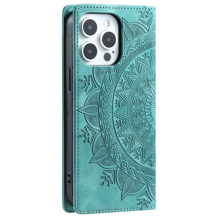 For iPhone 15 Pro Totem Embossed Magnetic Leather Phone Case(Green) - HoMEdemic™ 
