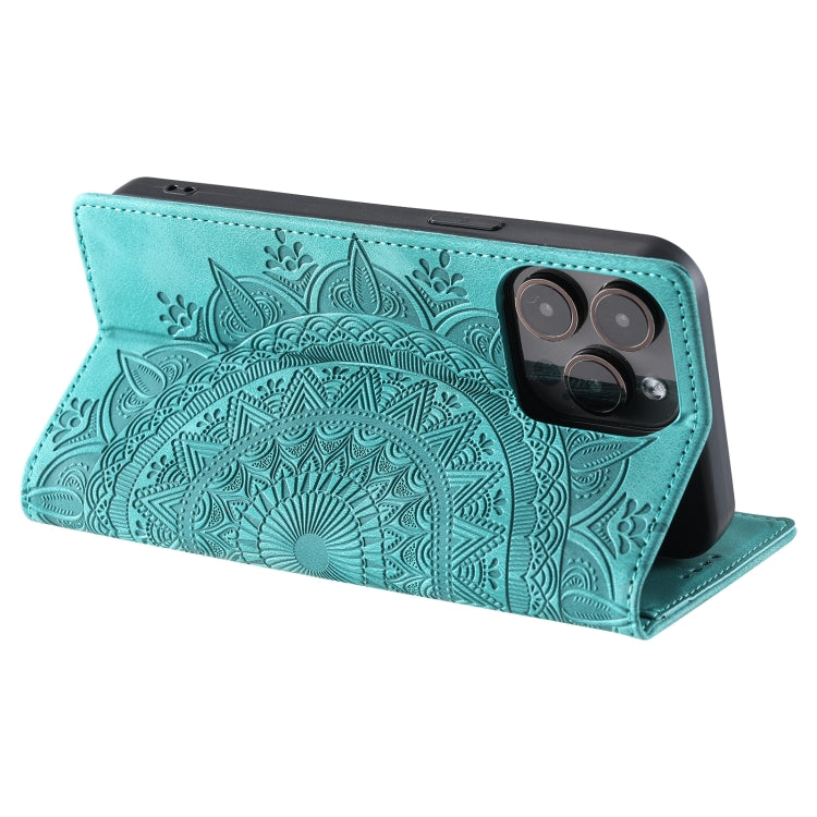 For iPhone 15 Pro Totem Embossed Magnetic Leather Phone Case(Green) - HoMEdemic™ 