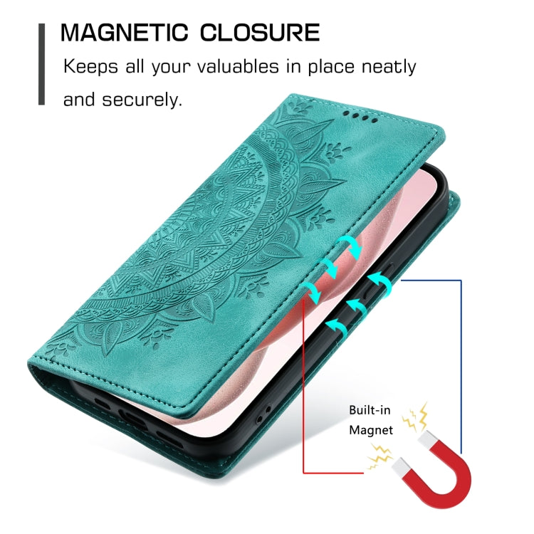 For iPhone 15 Pro Totem Embossed Magnetic Leather Phone Case(Green) - HoMEdemic™ 
