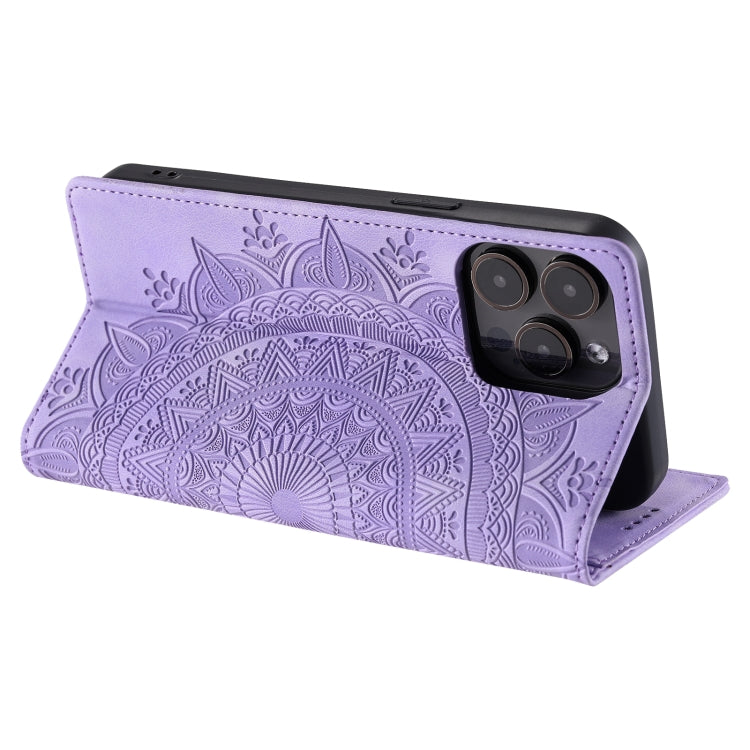 For iPhone 15 Pro Totem Embossed Magnetic Leather Phone Case(Purple) - HoMEdemic™ 