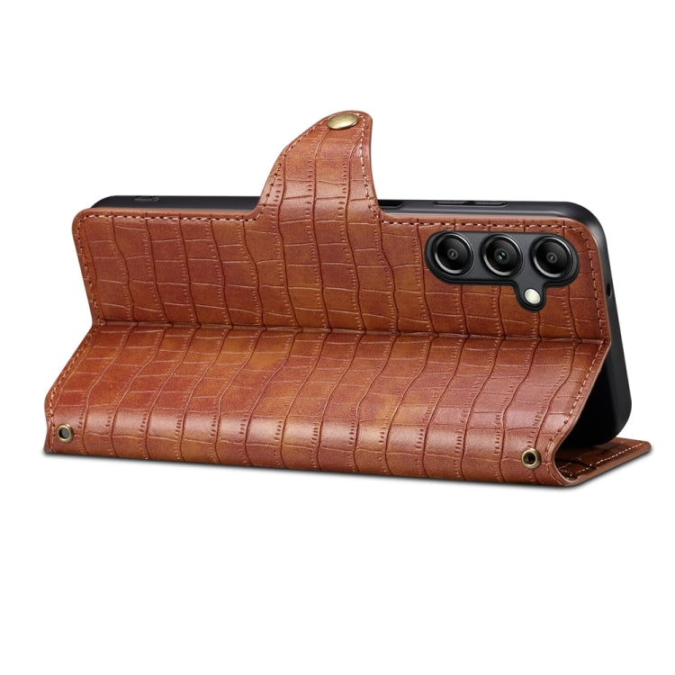 For Samsung Galaxy S23+ Denior Crocodile Texture Oil Edge Leather Phone Case(Brown) - HoMEdemic™ 