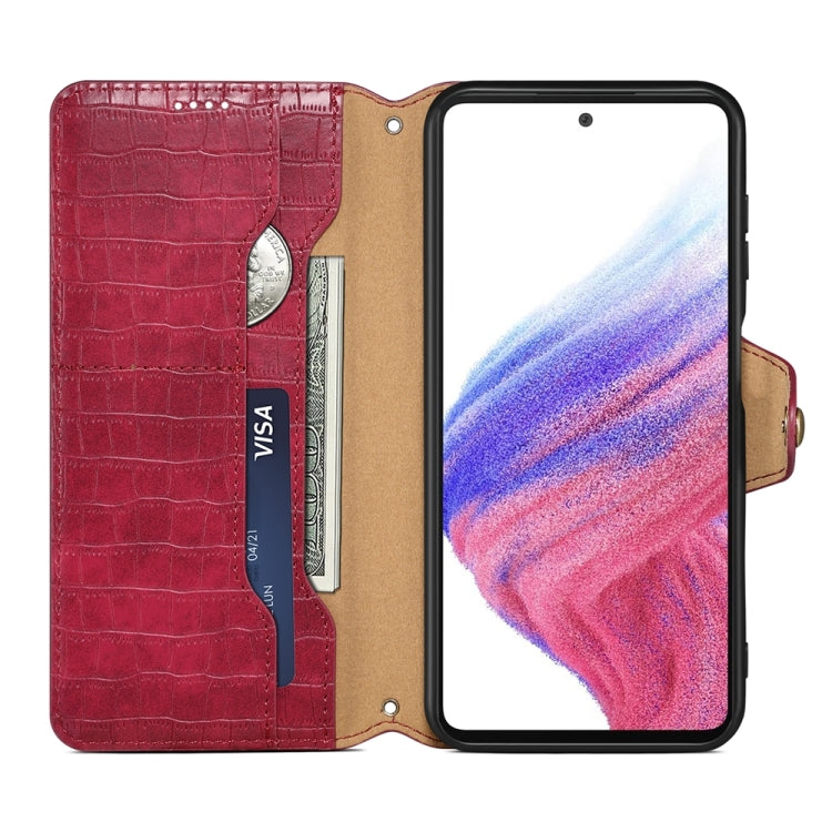 For Samsung Galaxy S23+ Denior Crocodile Texture Oil Edge Leather Phone Case(Rose Red) - HoMEdemic™ 