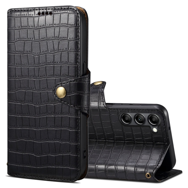 For Samsung Galaxy S23+ Denior Crocodile Texture Oil Edge Leather Phone Case(Black) - HoMEdemic™ 