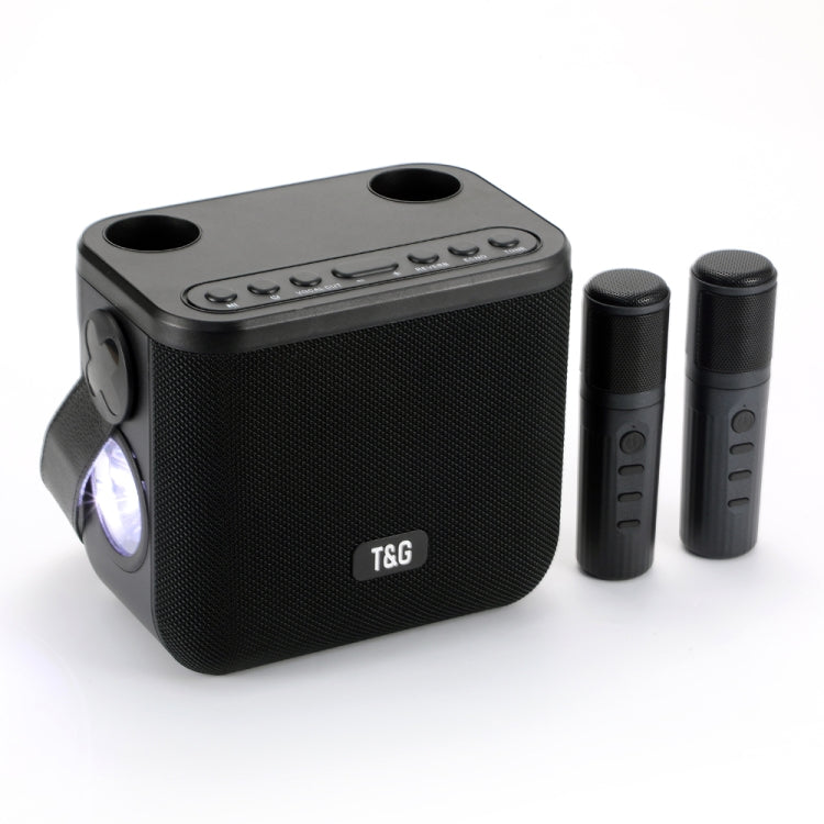 T&G TG545DK Home Handheld Dual-microphone KTV Wireless Bluetooth Speaker with Flashlight(Black) - HoMEdemic™ 