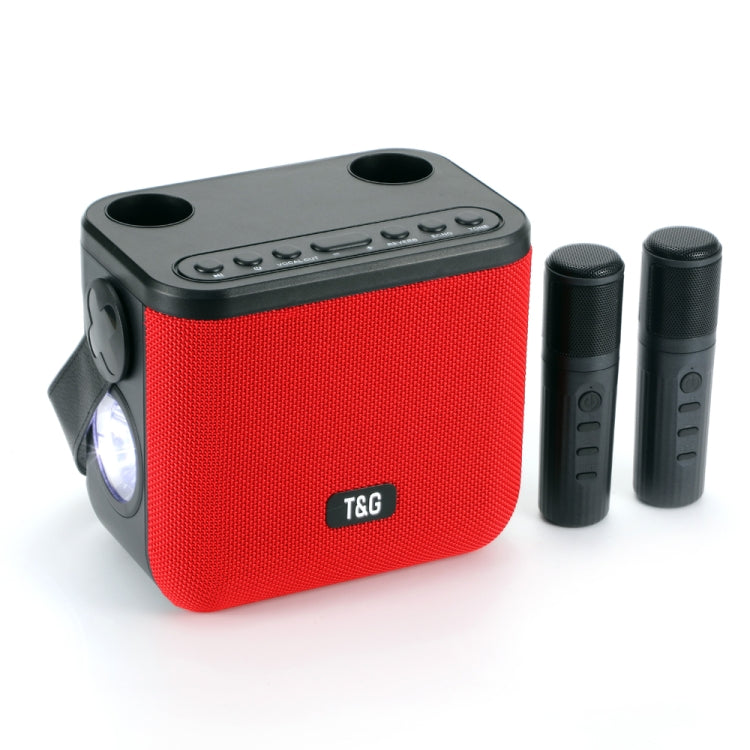 T&G TG545DK Home Handheld Dual-microphone KTV Wireless Bluetooth Speaker with Flashlight(Red) - HoMEdemic™ 