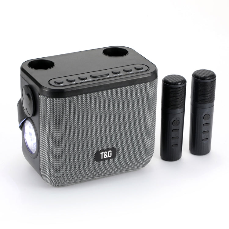 T&G TG545DK Home Handheld Dual-microphone KTV Wireless Bluetooth Speaker with Flashlight(Grey) - HoMEdemic™ 