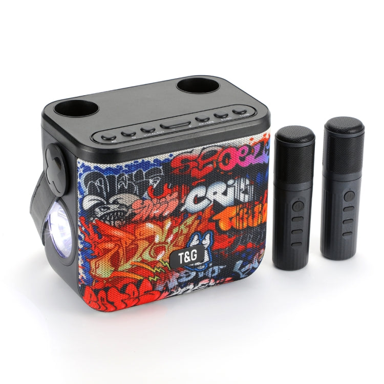 T&G TG545DK Home Handheld Dual-microphone KTV Wireless Bluetooth Speaker with Flashlight(Graffiti) - HoMEdemic™ 