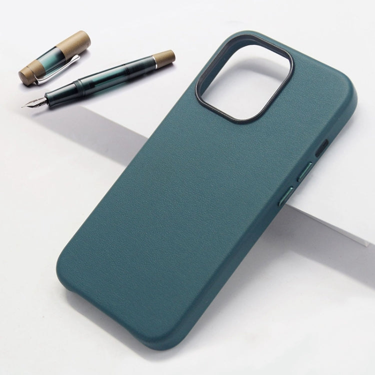 For iPhone 15 Pro Max Lamb Grain PU Back Cover Phone Case(Dark Green) - HoMEdemic™ 