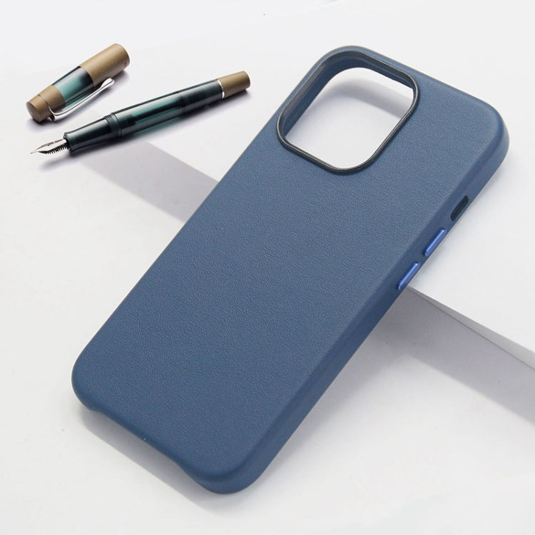 For iPhone 15 Pro Lamb Grain PU Back Cover Phone Case(Navy Blue) - HoMEdemic™ 