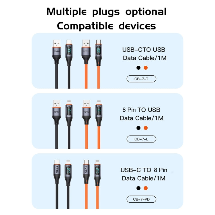 TOTU CB-7-L 15W USB to 8 Pin Digital Display Fast Charging Silicone Cable, Length: 1m(Black) - HoMEdemic™ 