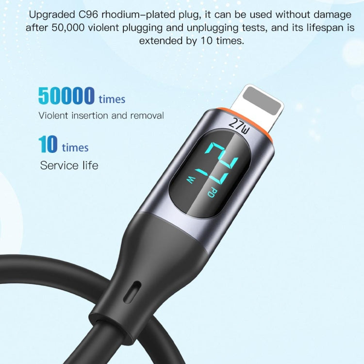TOTU CB-7-L 15W USB to 8 Pin Digital Display Fast Charging Silicone Cable, Length: 1m(Black) - HoMEdemic™ 