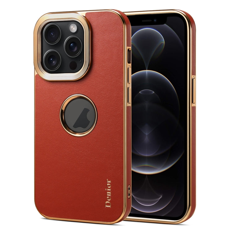 For iPhone 12 / 12 Pro Denior Fragrant Calf Texture Electroplating Phone Case(Maroon Red) - HoMEdemic™ 