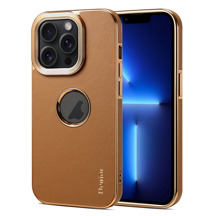For iPhone 13 Pro Denior Fragrant Calf Texture Electroplating Phone Case(Khaki) - HoMEdemic™ 