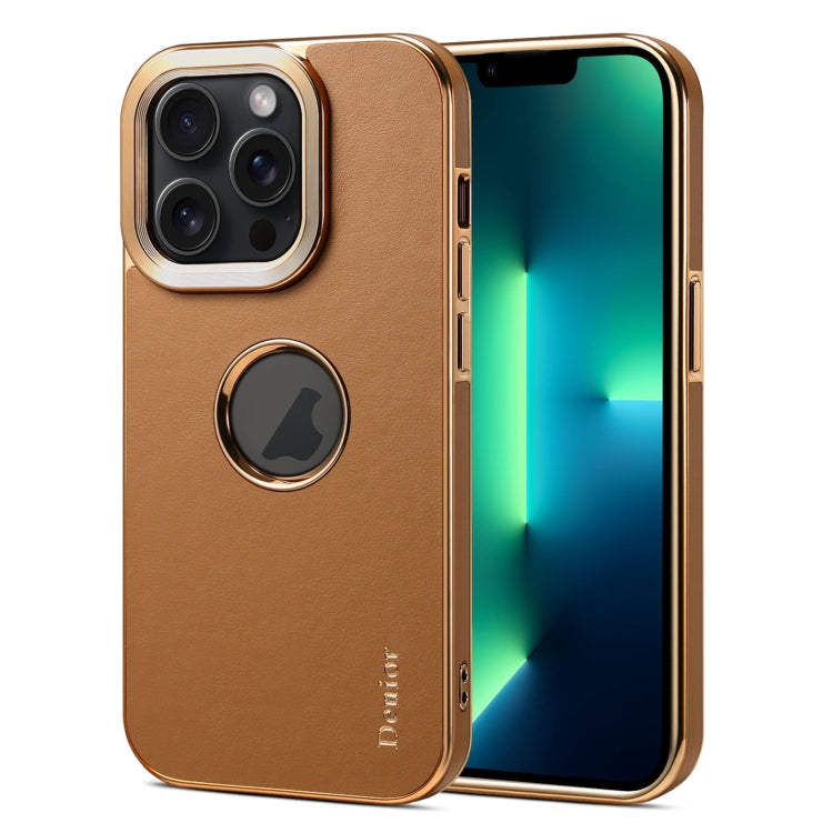 For iPhone 13 Pro Max Denior Fragrant Calf Texture Electroplating Phone Case(Khaki) - HoMEdemic™ 
