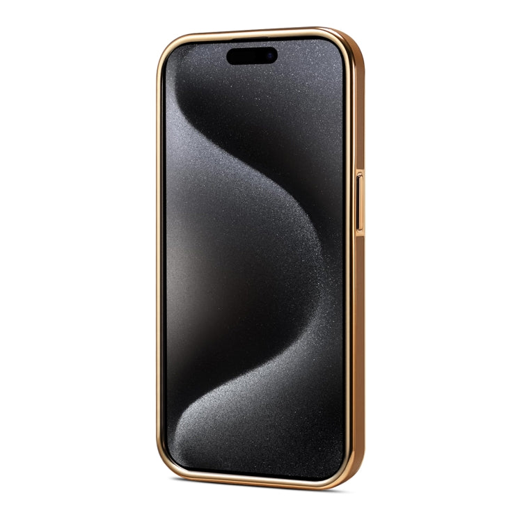 For iPhone 14 / 13 Denior Fragrant Calf Texture Electroplating Phone Case(Khaki) - HoMEdemic™ 