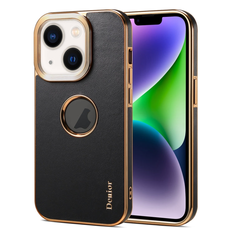 For iPhone 14 / 13 Denior Fragrant Calf Texture Electroplating Phone Case(Black) - HoMEdemic™ 