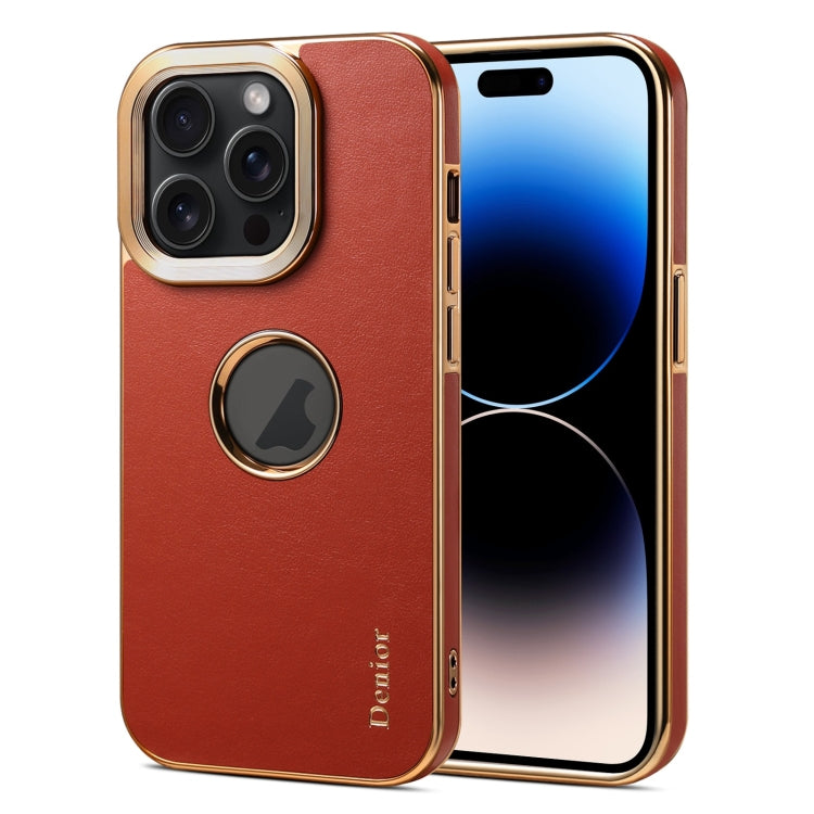 For iPhone 14 Pro Denior Fragrant Calf Texture Electroplating Phone Case(Maroon Red) - HoMEdemic™ 
