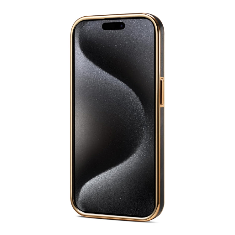 For iPhone 15 Denior Fragrant Calf Texture Electroplating Phone Case(Black) - HoMEdemic™ 