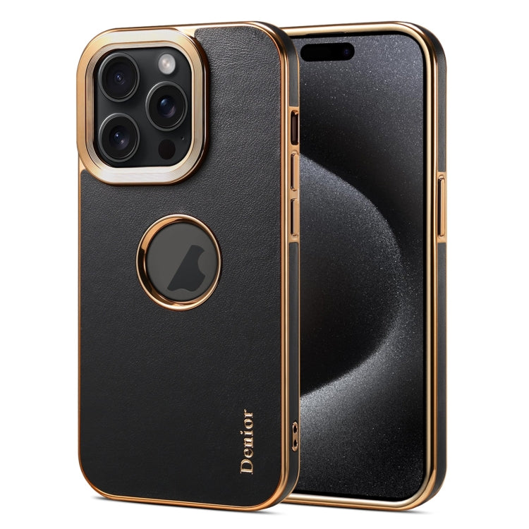 For iPhone 15 Pro Denior Fragrant Calf Texture Electroplating Phone Case(Black) - HoMEdemic™ 
