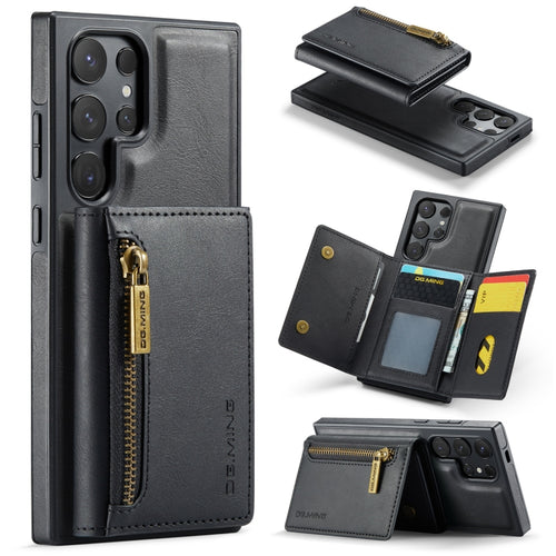 For Samsung Galaxy S24 Ultra 5G DG.MING M5 Series Zip RFID Multi Card Detachable Leather Phone Case(Black) - HoMEdemic™ 