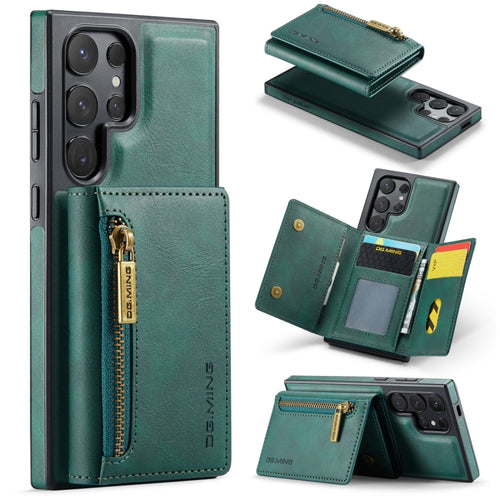 For Samsung Galaxy S24 Ultra 5G DG.MING M5 Series Zip RFID Multi Card Detachable Leather Phone Case(Green) - HoMEdemic™ 