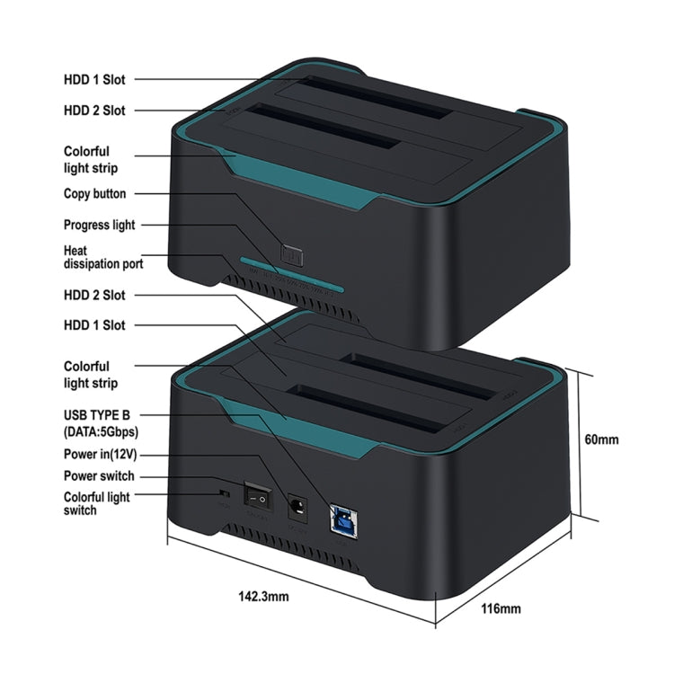 Onten UHD6 Dual Bay External Hard Drive Docking Station Expansion Base - HoMEdemic™ 