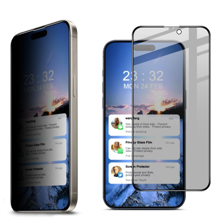 For iPhone 15 Pro imak HD Full Screen Anti-spy Tempered Glass Protective Film - HoMEdemic™ 