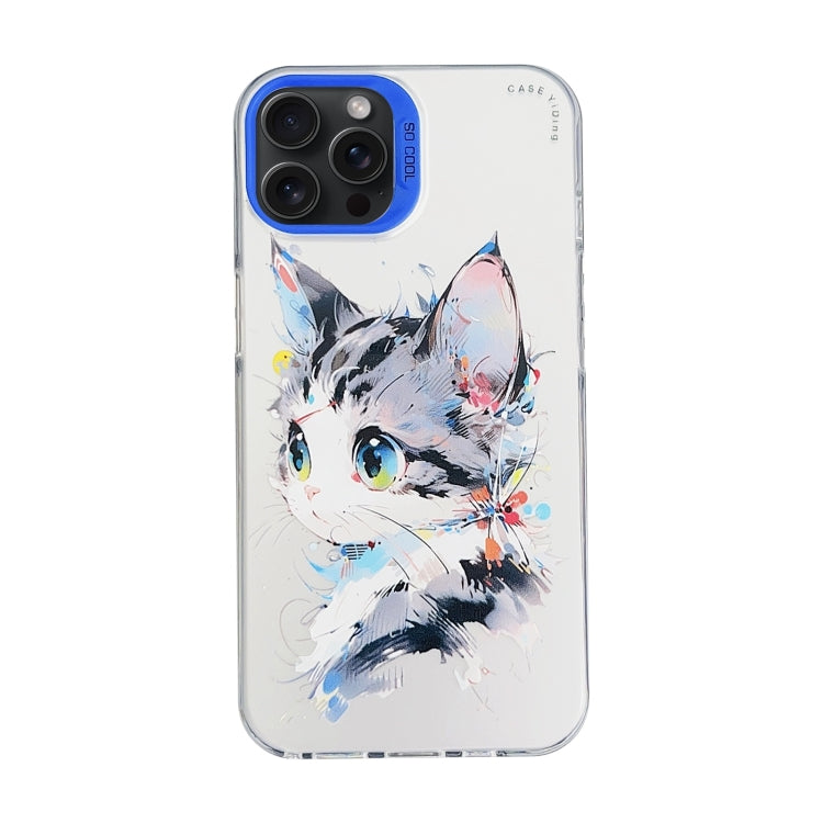 For iPhone 15 Pro Cartoon Animal Graffiti PC + TPU Phone Case(White Face Cat) - HoMEdemic™ 