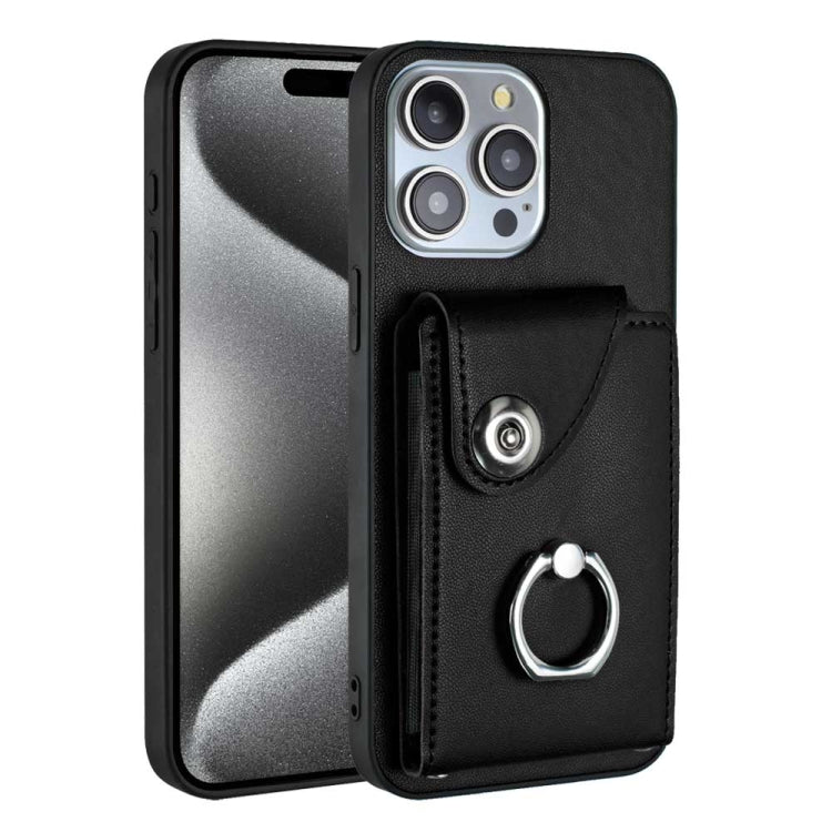 For iPhone 15 Pro Organ Card Bag Ring Holder Phone Case(Black) - HoMEdemic™ 