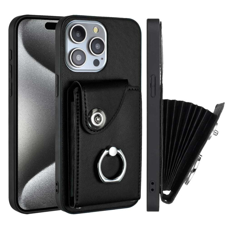 For iPhone 15 Pro Organ Card Bag Ring Holder Phone Case(Black) - HoMEdemic™ 