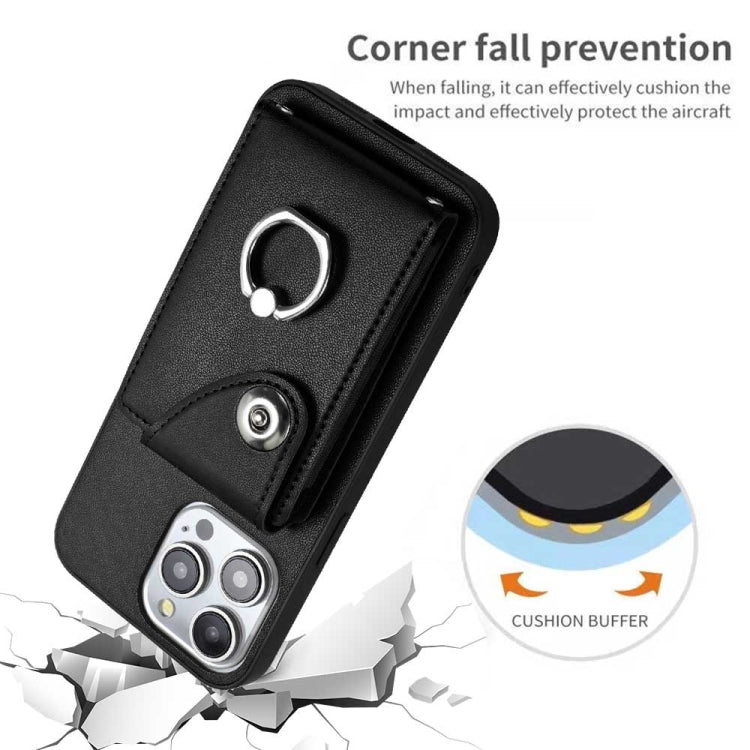 For iPhone 15 Pro Organ Card Bag Ring Holder Phone Case(Black) - HoMEdemic™ 