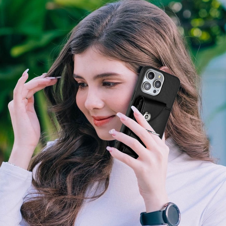 For iPhone 15 Pro Organ Card Bag Ring Holder Phone Case(Black) - HoMEdemic™ 