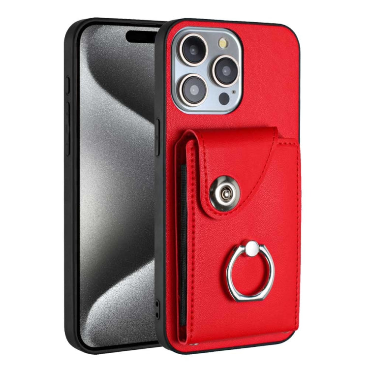 For iPhone 15 Pro Organ Card Bag Ring Holder Phone Case(Red) - HoMEdemic™ 