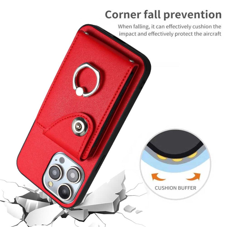 For iPhone 15 Pro Organ Card Bag Ring Holder Phone Case(Red) - HoMEdemic™ 