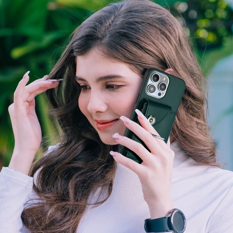 For iPhone 15 Pro Organ Card Bag Ring Holder Phone Case(Green) - HoMEdemic™ 