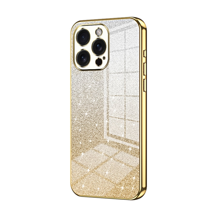 For iPhone 15 Pro Max Gradient Glitter Powder Electroplated Phone Case(Gold) - HoMEdemic™ 