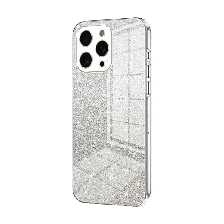 For iPhone 15 Pro Max Gradient Glitter Powder Electroplated Phone Case(Transparent) - HoMEdemic™ 
