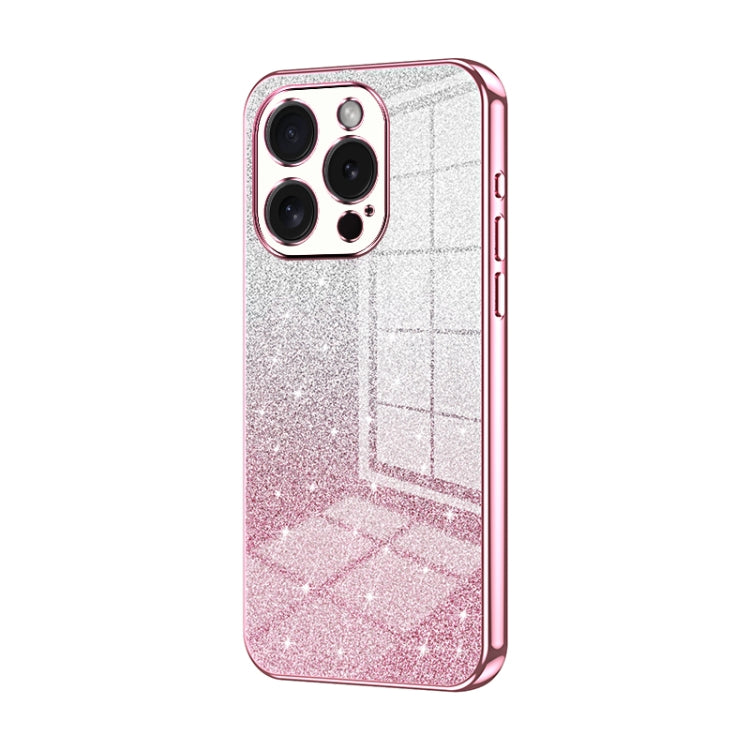 For iPhone 15 Pro Gradient Glitter Powder Electroplated Phone Case(Pink) - HoMEdemic™ 