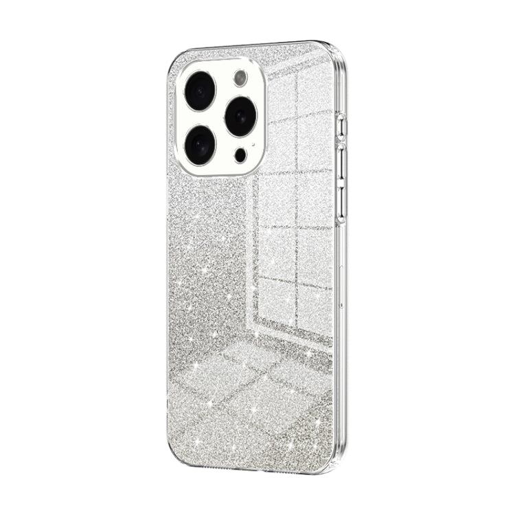 For iPhone 15 Pro Gradient Glitter Powder Electroplated Phone Case(Transparent) - HoMEdemic™ 