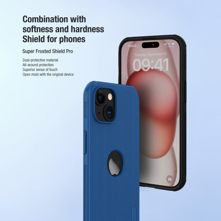For iPhone 15 NILLKIN Super Frosted Shield Pro Phone Protective Case With LOGO Cutout(Blue) - HoMEdemic™ 