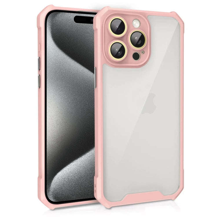 For iPhone 15 Pro Shockproof Acrylic Phone Case with Lens Glass Film(Pink) - HoMEdemic™ 