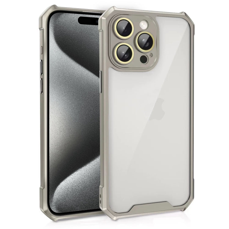 For iPhone 15 Pro Shockproof Acrylic Phone Case with Lens Glass Film(Grey) - HoMEdemic™ 