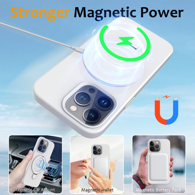 For iPhone 15 Pro Max Liquid Silicone MagSafe Magnetic Phone Case with Ring Holder(White) - HoMEdemic™ 