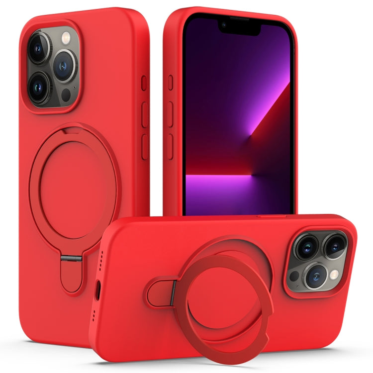 For iPhone 15 Pro Liquid Silicone MagSafe Magnetic Phone Case with Ring Holder(Red) - HoMEdemic™ 
